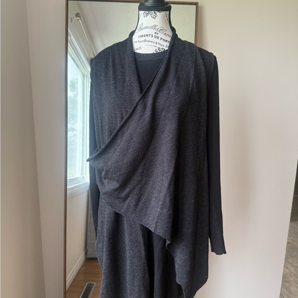 All Saints Charcoal Draped Sweater Poncho - Picture 1 of 12